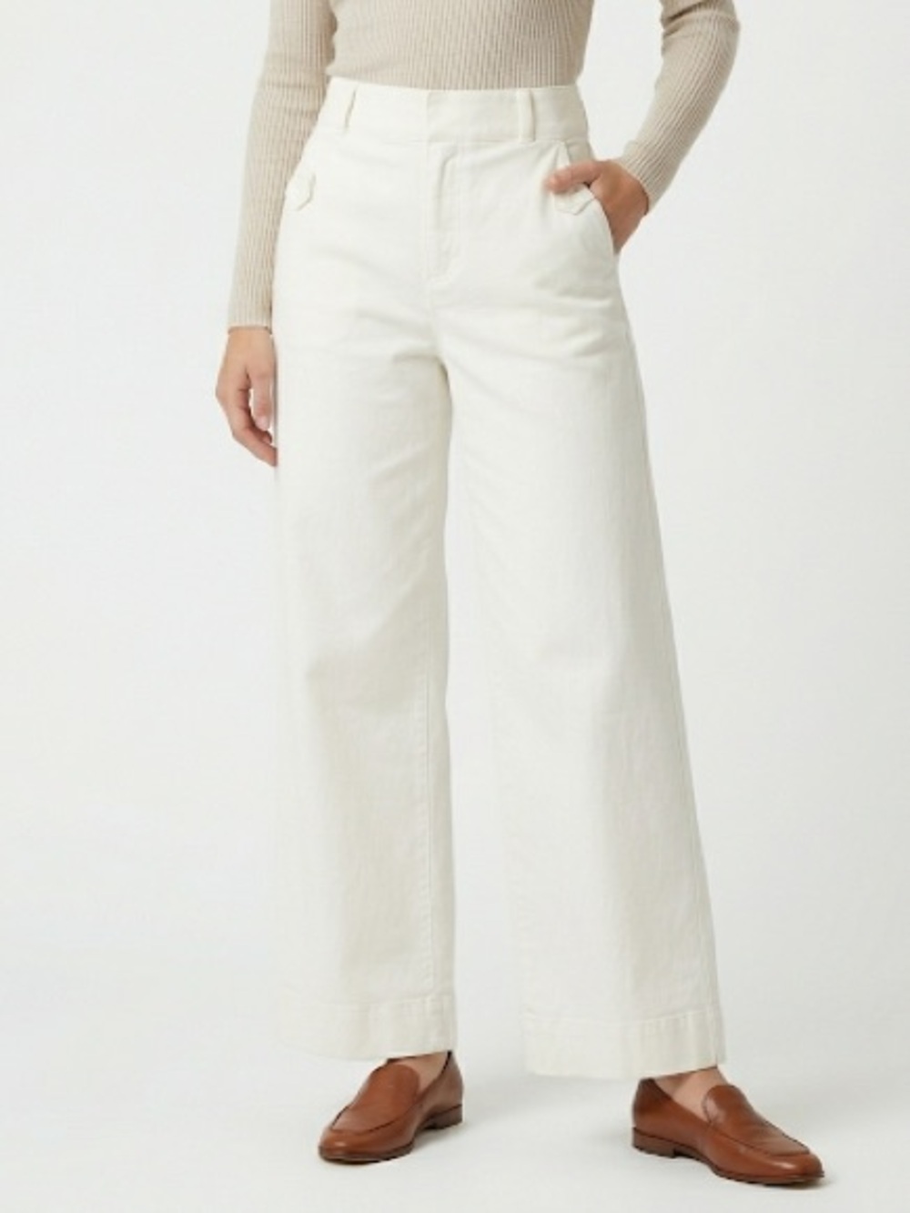 Spanx White Stretch Twill Cropped Wide Leg Pants Medium Petite